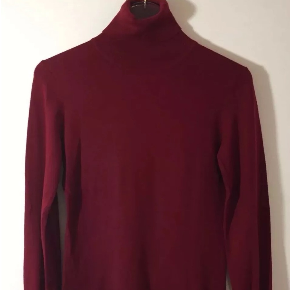 Le Chateau Women Turtleneck Sweater Red Small Cotton Blend Long Sleeve